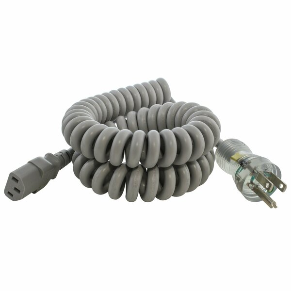 Ac Works UP to 6.5ft 10A 18/3 Coiled Medical Grade Power Cord With C13 Connector MDC515C13-LN